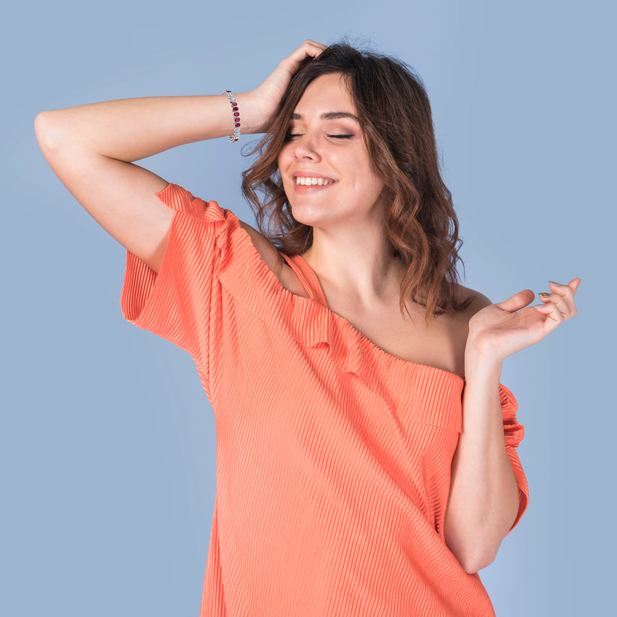 Stellar Tennis Bracelet - Ruby Oval