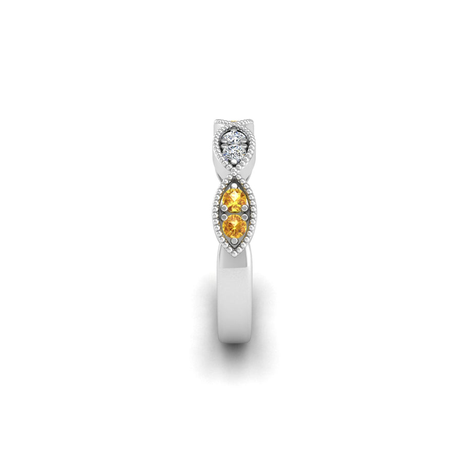 Leaf of Promise Laurel Band - Yellow Sapphire Round