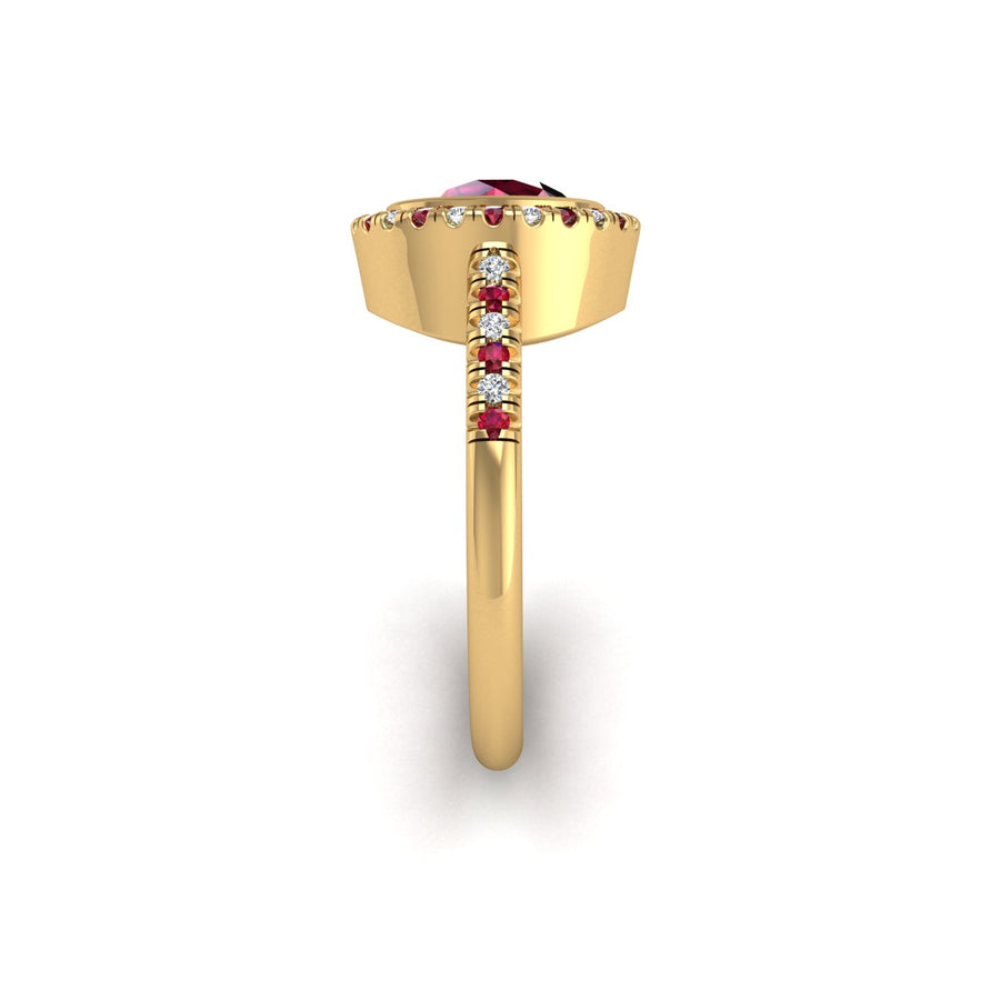 Starry Halo Ring - Ruby Round