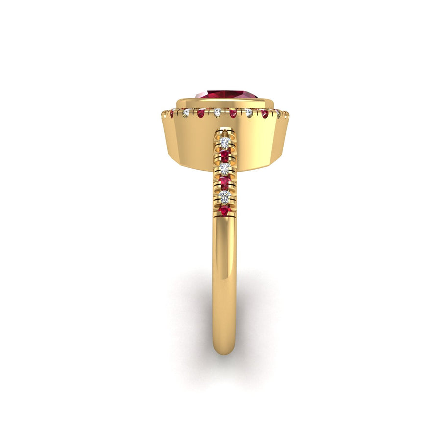 Starry Halo Ring - Ruby Cushion