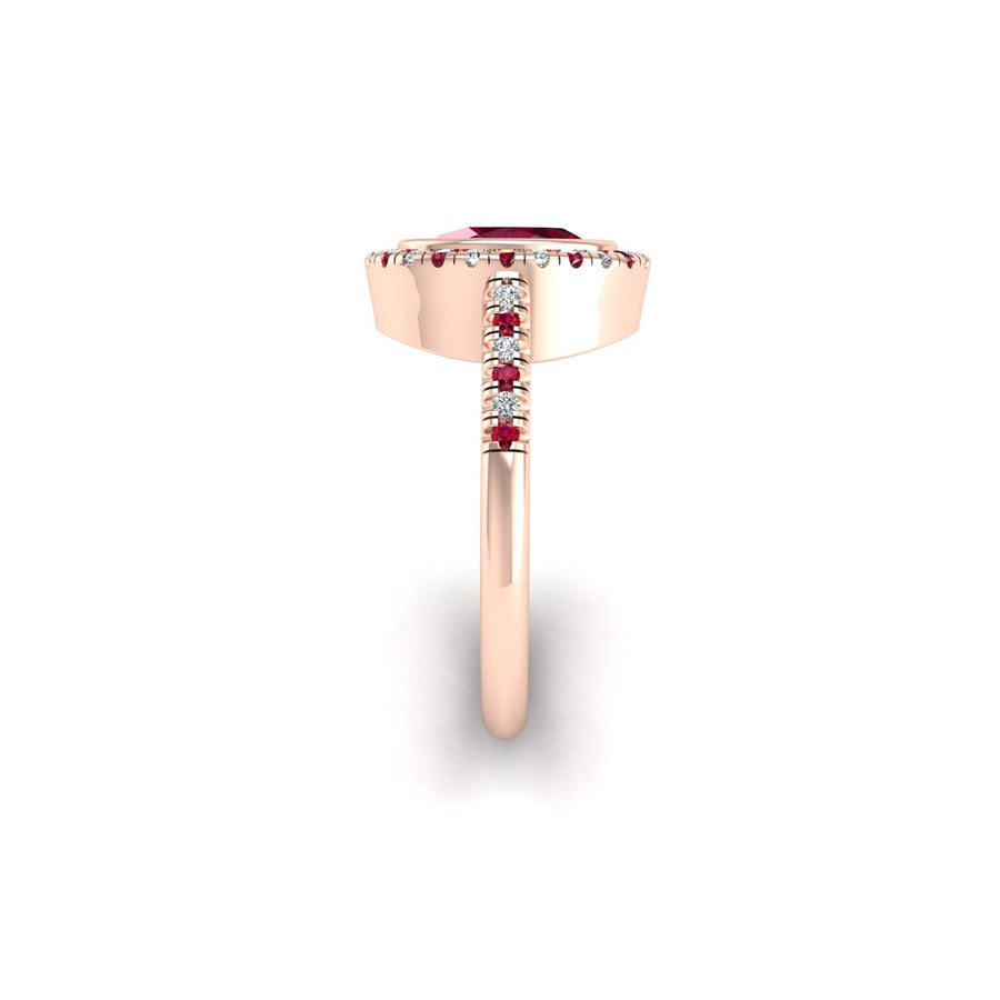 Starry Halo Ring - Ruby Oval