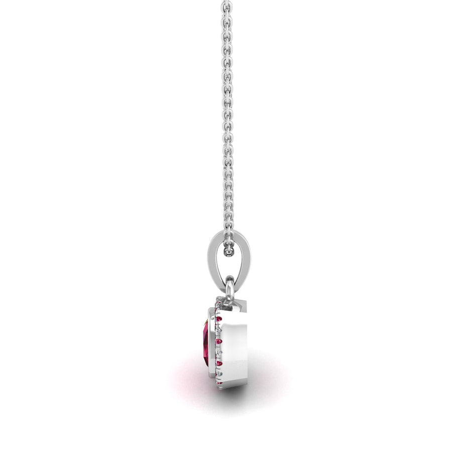 Divine Halo Pendant - Ruby Cushion