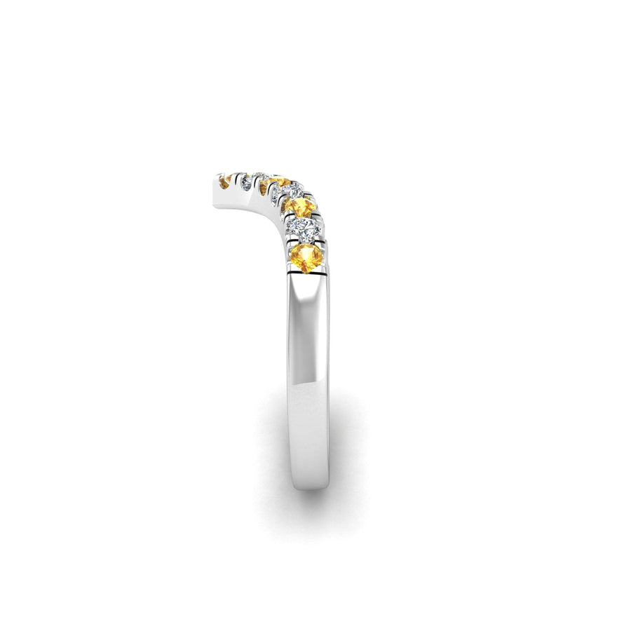 Heart's Triumph Chevron Band - Yellow Sapphire Round