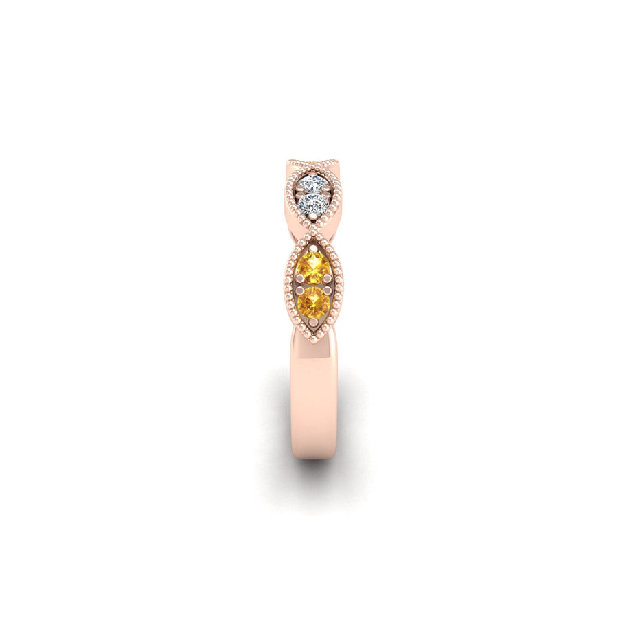 Leaf of Promise Laurel Band - Yellow Sapphire Round