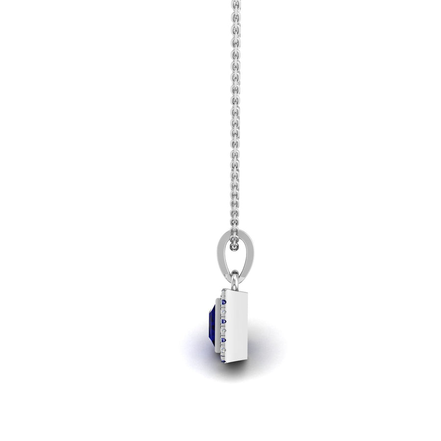 Heavenly Halo Pendant - Blue Sapphire Princess
