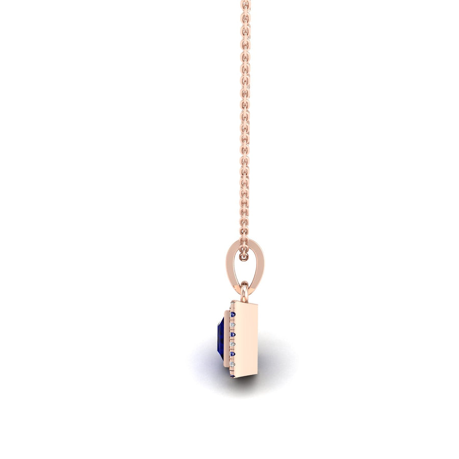 Divine Halo Pendant - Blue Sapphire Princess