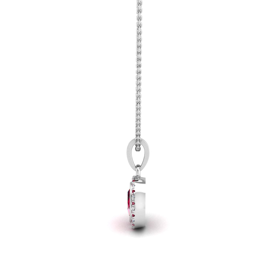 Heavenly Halo Pendant - Ruby Oval