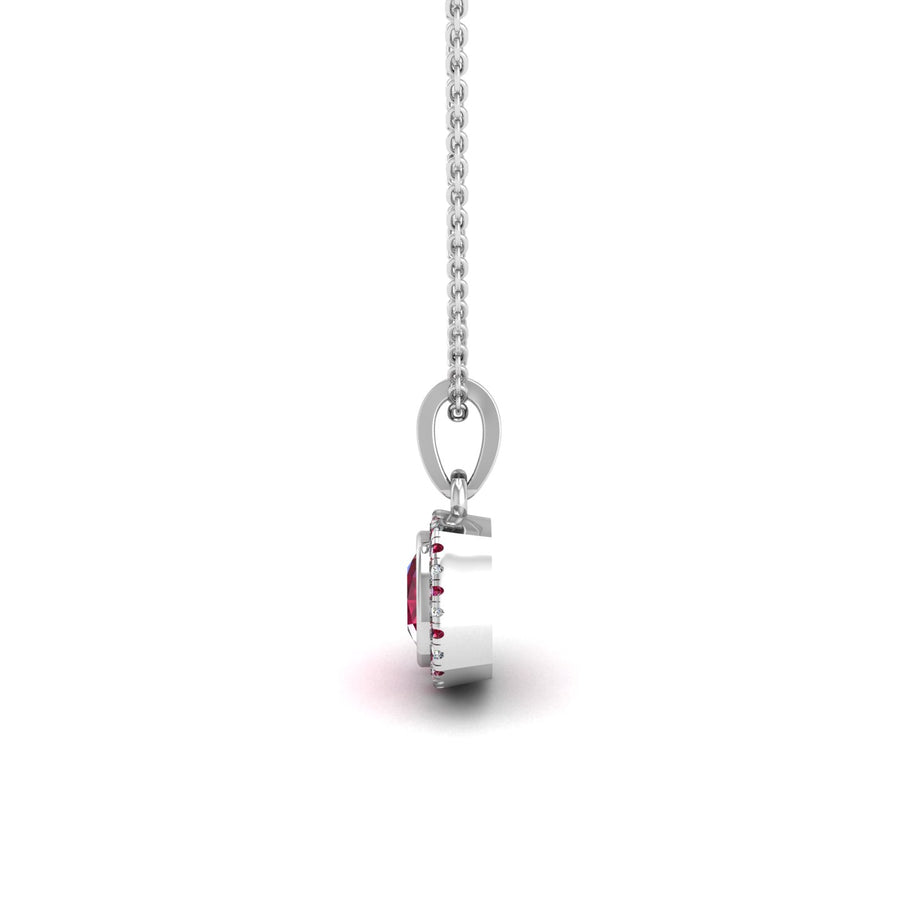 Heavenly Halo Pendant - Ruby Cushion