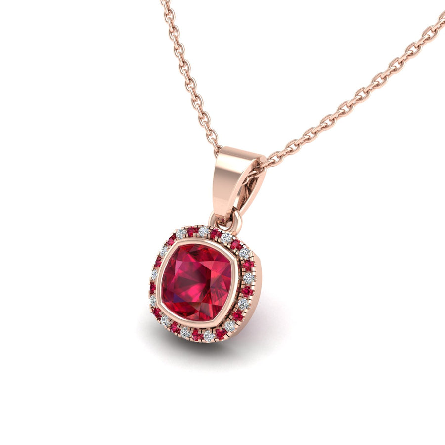 18k rose gold Zodiac birthstone gold chain necklace with ruby gemstone, designed for women, perfect astrology jewelry from Celestial Vibe collection at AUWL Assembly