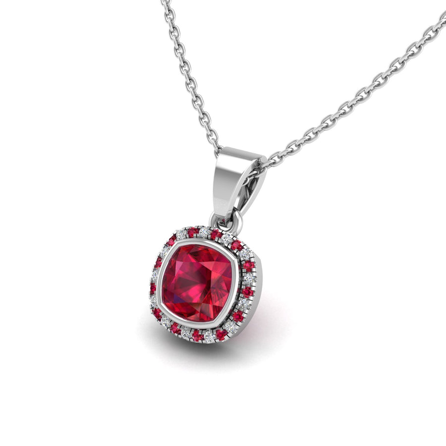 18k white gold Zodiac birthstone gold chain necklace with ruby gemstone, designed for women, perfect astrology jewelry from Celestial Vibe collection at AUWL Assembly