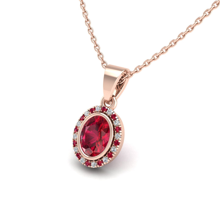 18k rose gold Zodiac birthstone gold chain necklace with ruby gemstone, designed for women, perfect astrology jewelry from Celestial Vibe collection at AUWL Assembly