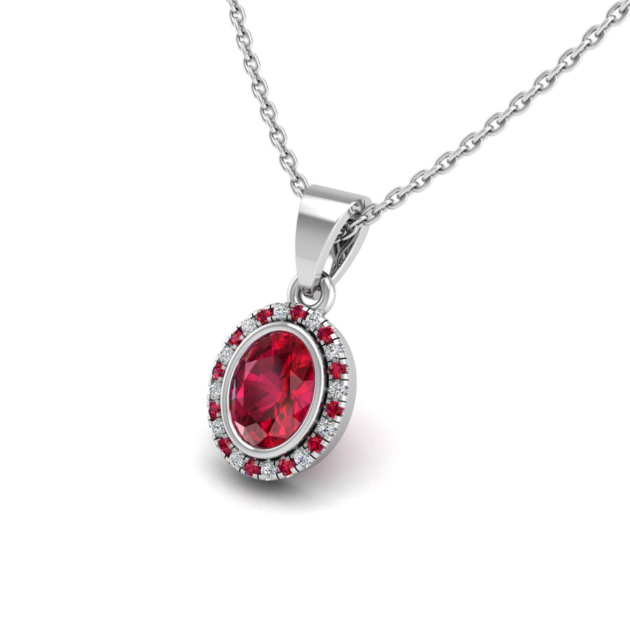 18k white gold Zodiac birthstone gold chain necklace with ruby gemstone, designed for women, perfect astrology jewelry from Celestial Vibe collection at AUWL Assembly