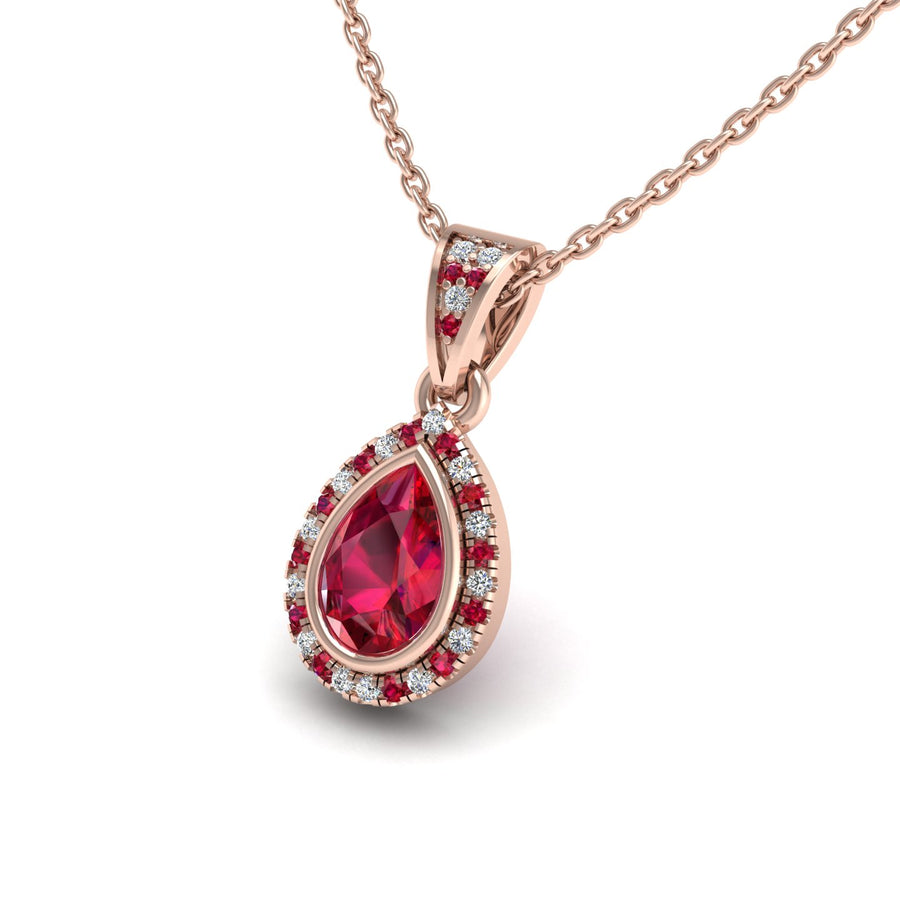 18k rose gold Zodiac birthstone gold chain necklace with ruby gemstone, designed for women, perfect astrology jewelry from Celestial Vibe collection at AUWL Assembly