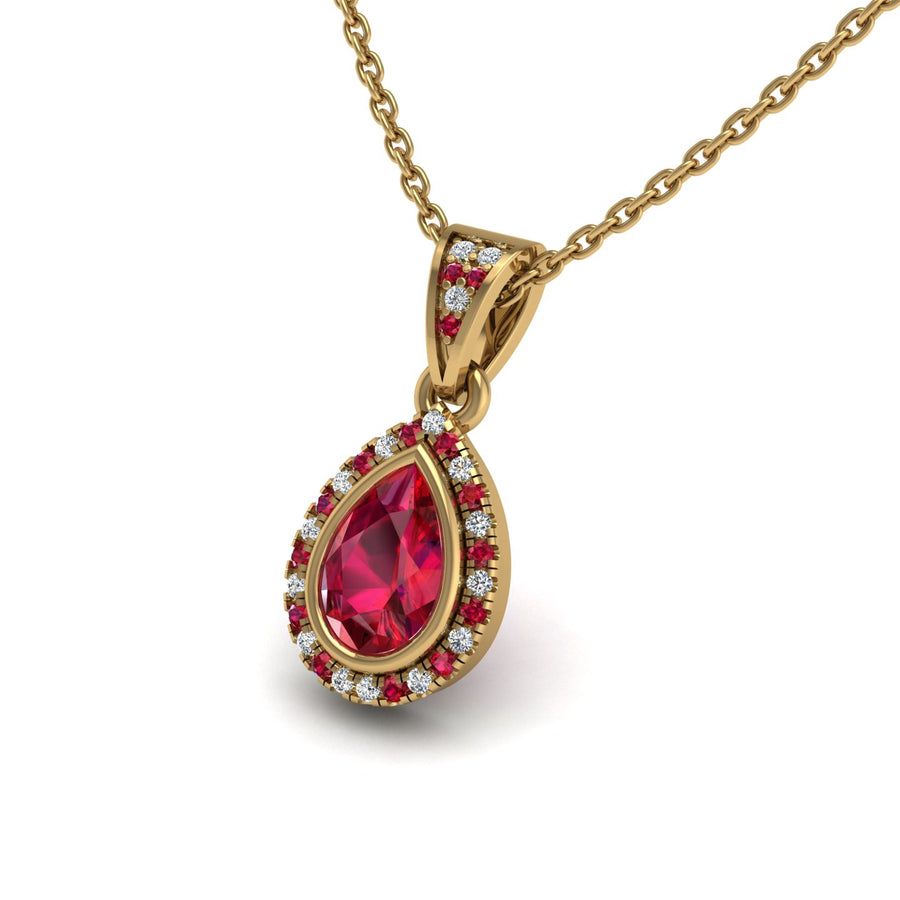 18k yellow gold Zodiac birthstone gold chain necklace with ruby gemstone, designed for women, perfect astrology jewelry from Celestial Vibe collection at AUWL Assembly