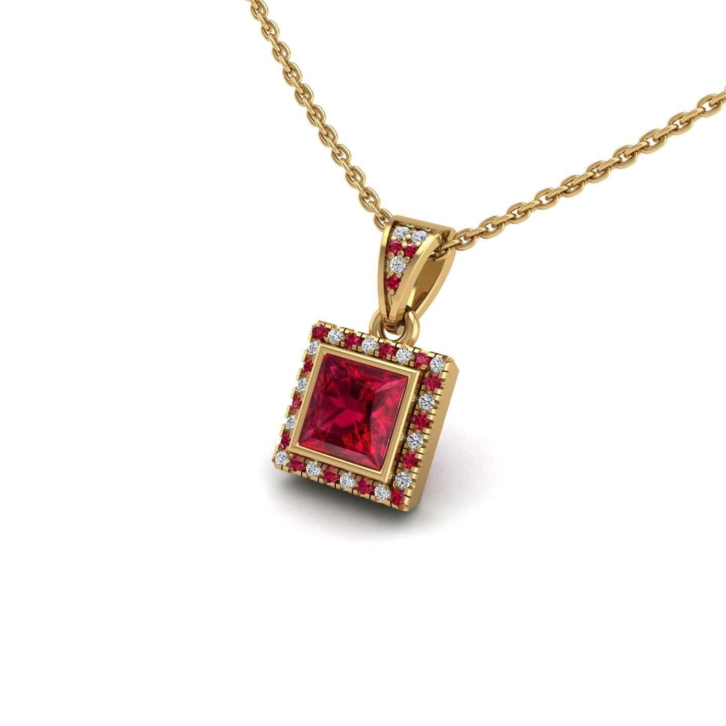 18k yellow gold Zodiac birthstone gold chain necklace with ruby gemstone, designed for women, perfect astrology jewelry from Celestial Vibe collection at AUWL Assembly