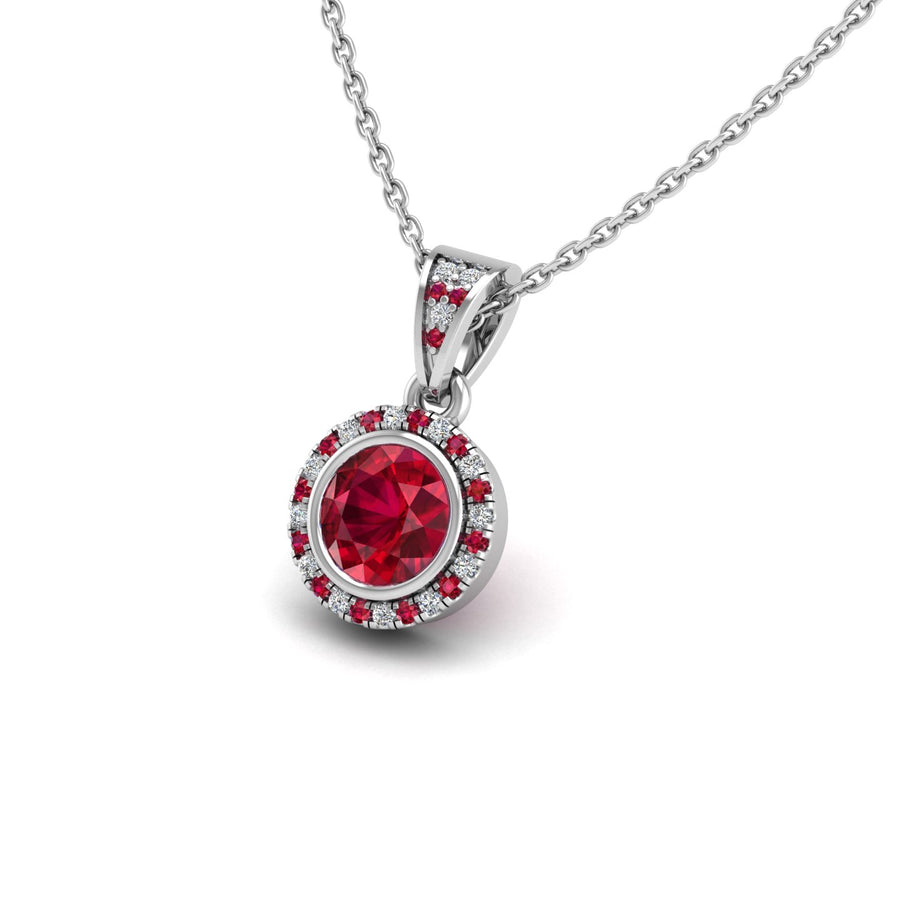 18k white gold Zodiac birthstone gold chain necklace with ruby gemstone, designed for women, perfect astrology jewelry from Celestial Vibe collection at AUWL Assembly