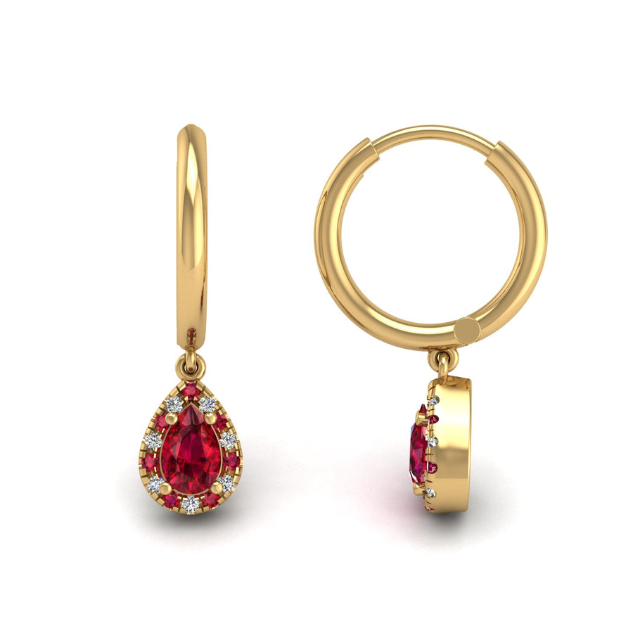 Mystic Hoop Earrings - Halo - Ruby Pear