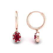 Mystic Hoop Earrings - Halo - Ruby Oval
