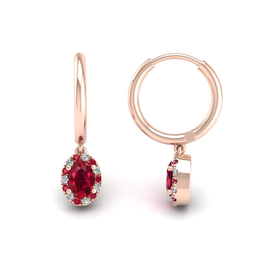 Mystic Hoop Earrings - Halo - Ruby Oval