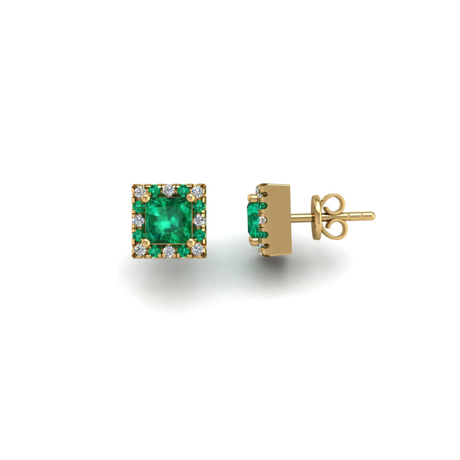 Cosmic Stud Earrings - Halo - Emerald Princess