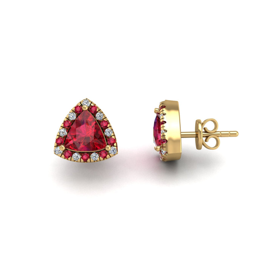 Cosmic Stud Earrings - Halo - Ruby Trillion