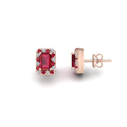 Cosmic Stud Earrings - Halo - Ruby Emerald