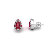 Cosmic Stud Earrings - Halo - Ruby Pear