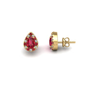 Cosmic Stud Earrings - Halo - Ruby Pear