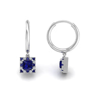 Mystic Hoop Earrings - Halo - Blue Sapphire Princess