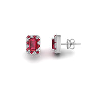 Cosmic Stud Earrings - Halo - Ruby Emerald