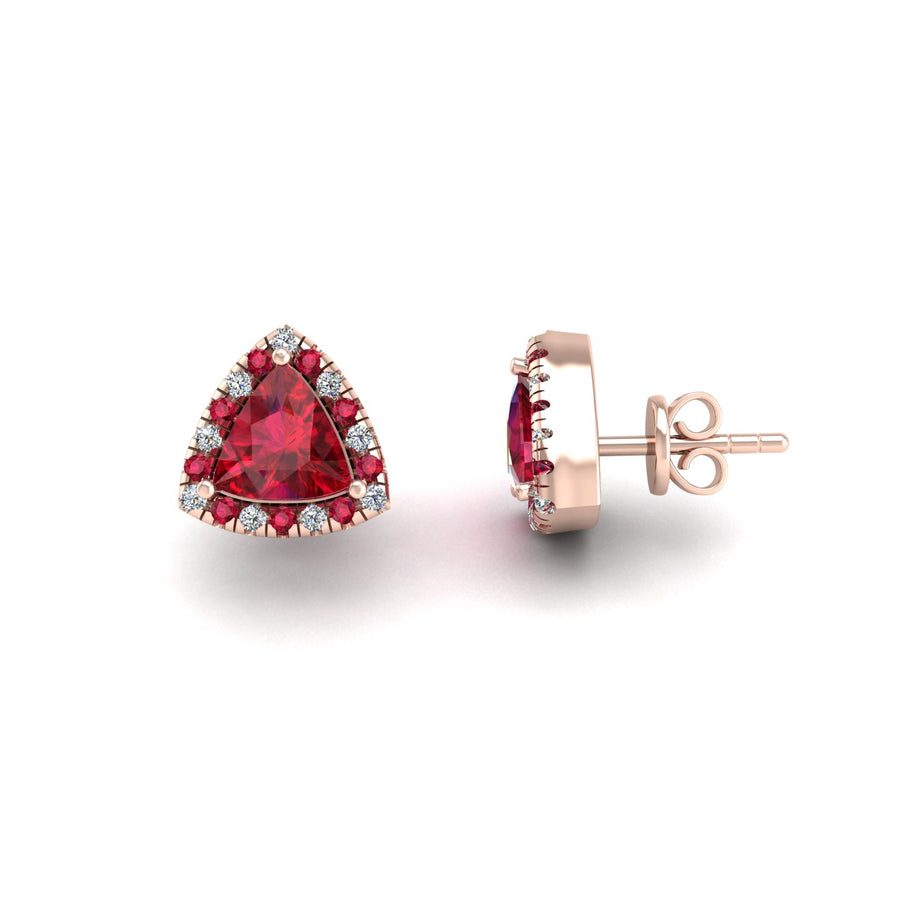 Cosmic Stud Earrings - Halo - Ruby Trillion