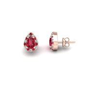 Cosmic Stud Earrings - Halo - Ruby Pear