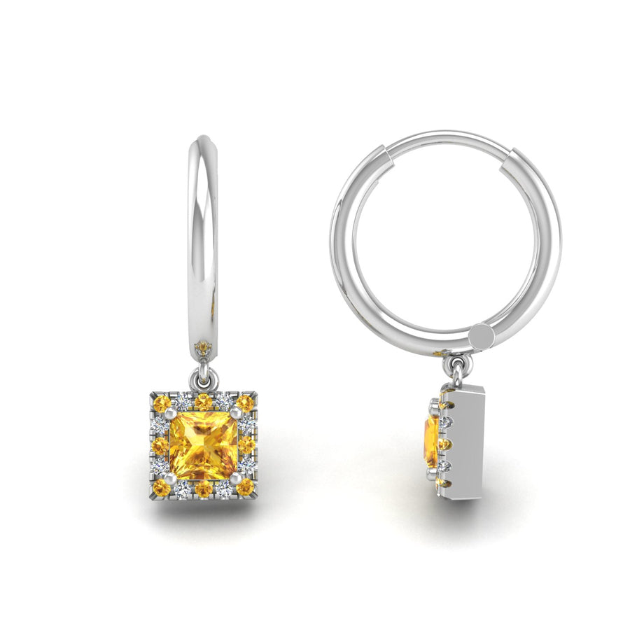 Mystic Hoop Earrings - Halo - Yellow Sapphire Princess