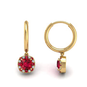 Mystic Hoop Earrings - Halo - Ruby Cushion