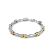18k white gold Zodiac birthstone bracelet with yellow sapphire gemstone, designed for women, perfect astrology jewelry from Celestial Vibe collection