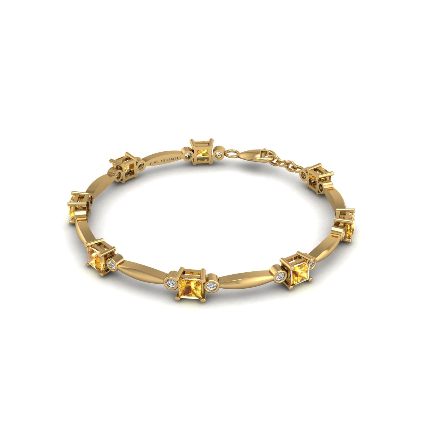 18k yellow gold Zodiac birthstone bracelet with yellow sapphire gemstone, designed for women, perfect astrology jewelry from Celestial Vibe collection