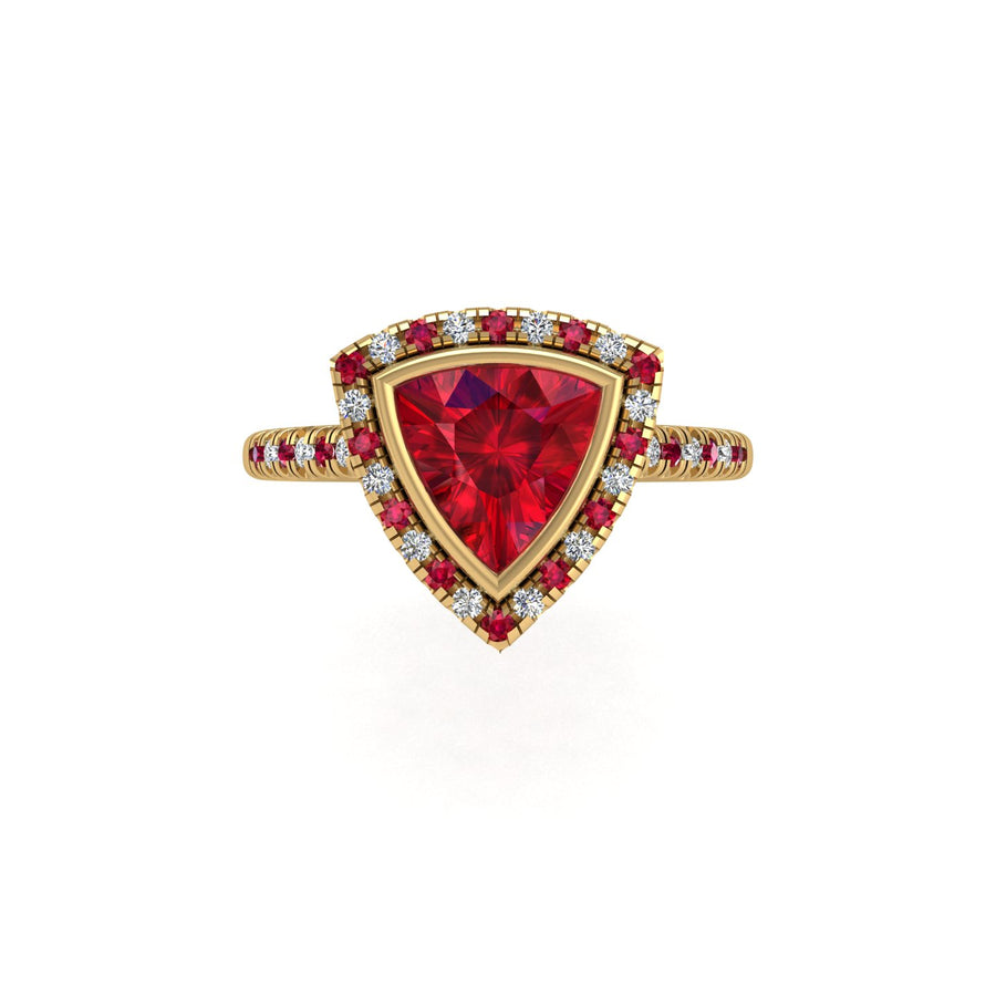 Starry Halo Ring - Ruby Trillion