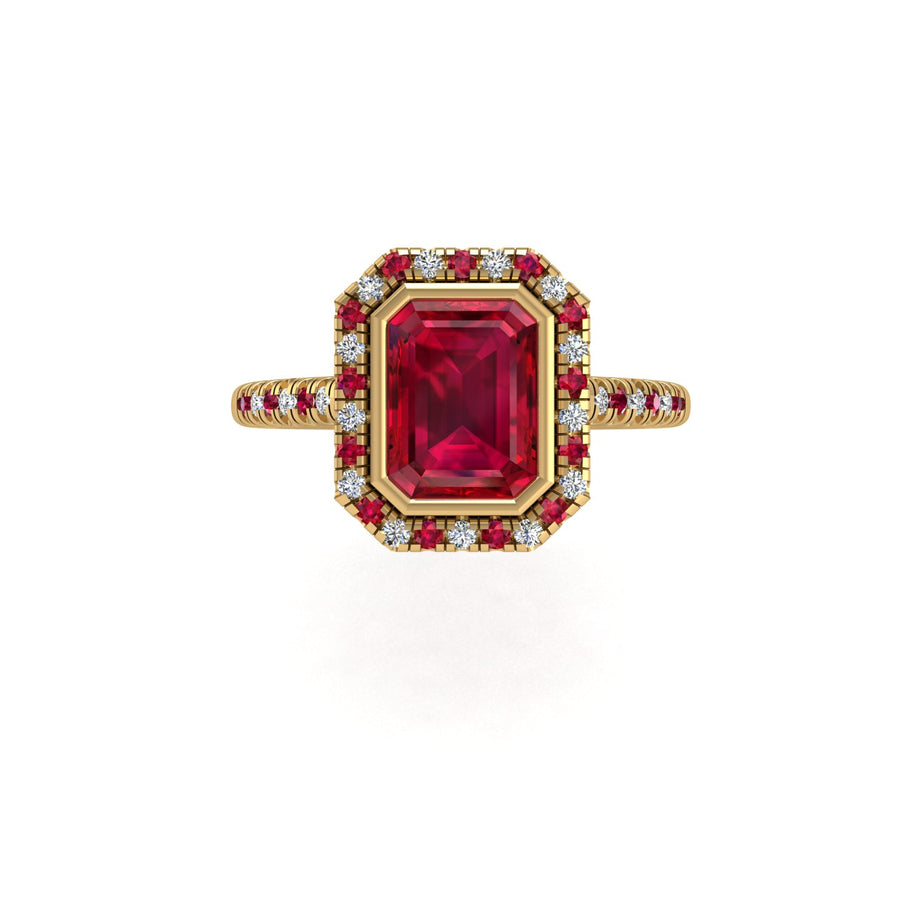 Starry Halo Ring - Ruby Emerald