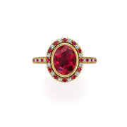 Starry Halo Ring - Ruby Oval