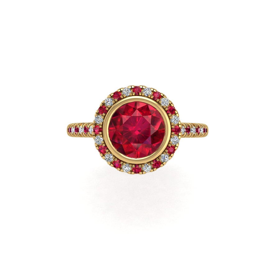 Starry Halo Ring - Ruby Round
