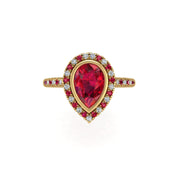 Starry Halo Ring - Ruby Pear