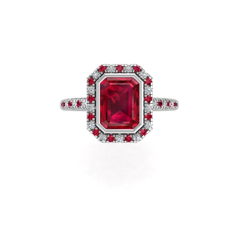 Starry Halo Ring - Ruby Emerald