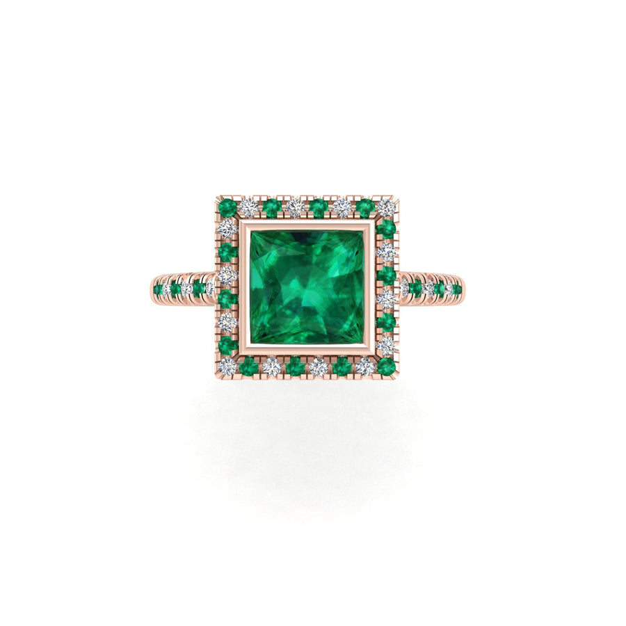 Starry Halo Ring - Emerald Princess