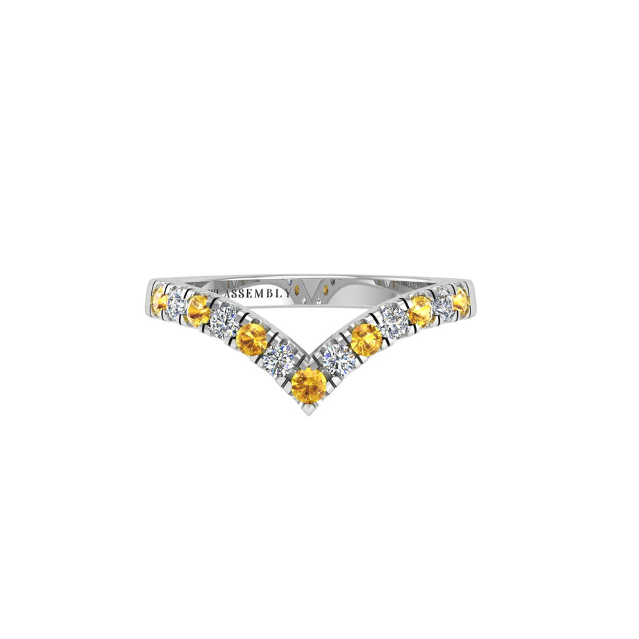Heart's Triumph Chevron Band - Yellow Sapphire Round