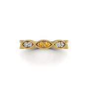 Leaf of Promise Laurel Band - Yellow Sapphire Round