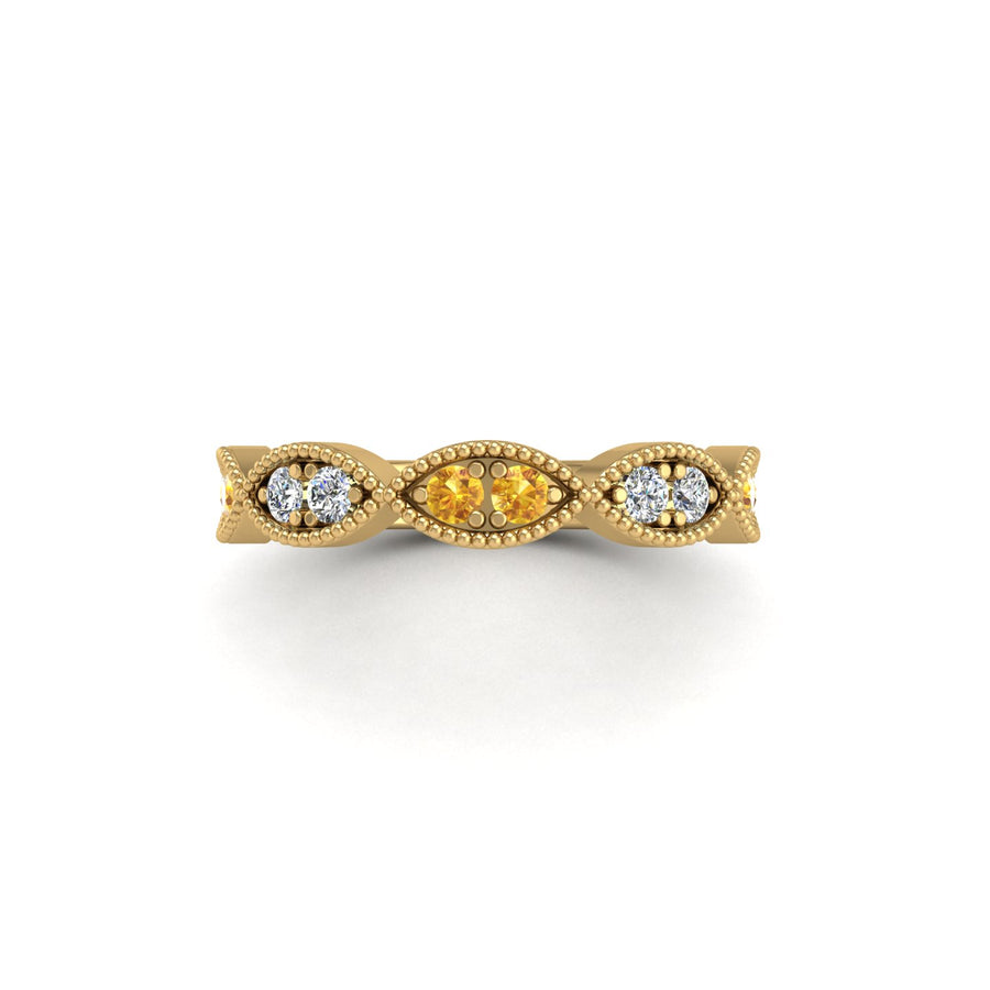 Leaf of Promise Laurel Band - Yellow Sapphire Round