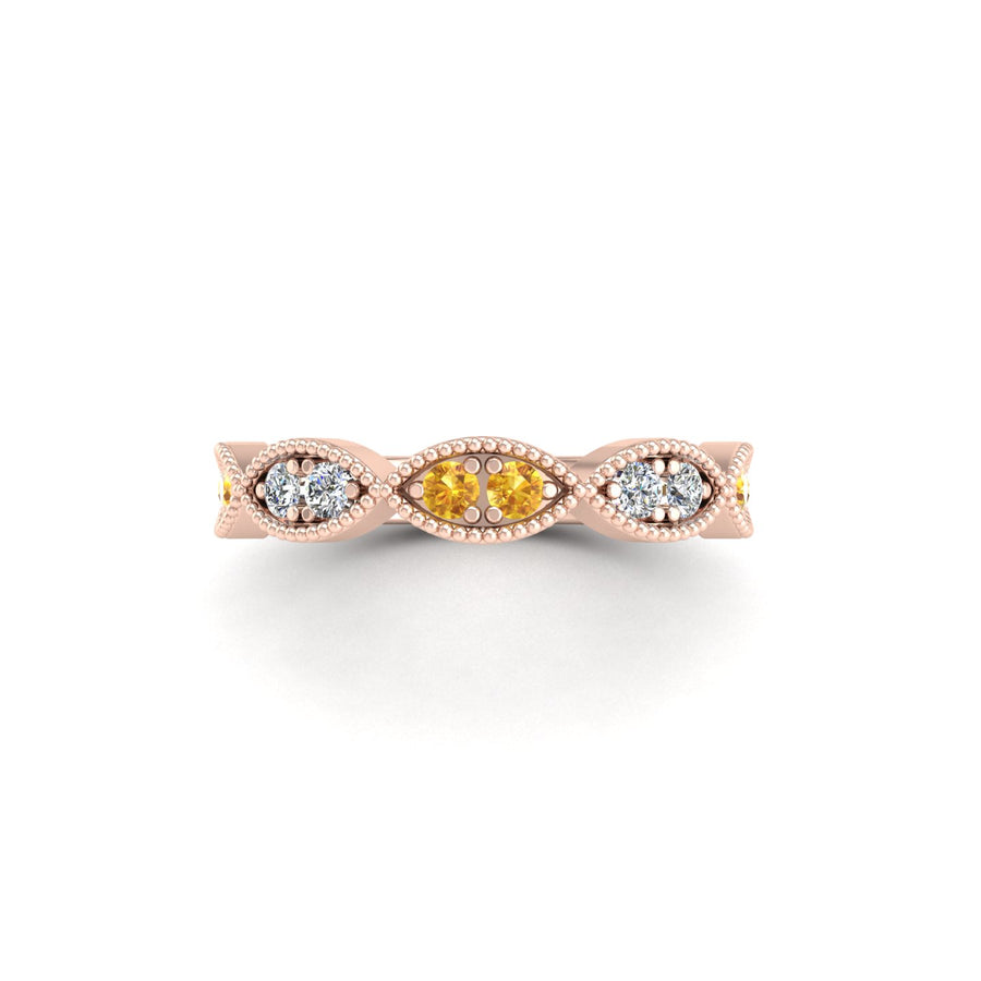 Leaf of Promise Laurel Band - Yellow Sapphire Round