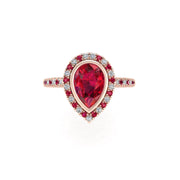 Starry Halo Ring - Ruby Pear