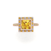 Starry Halo Ring - Yellow Sapphire Princess