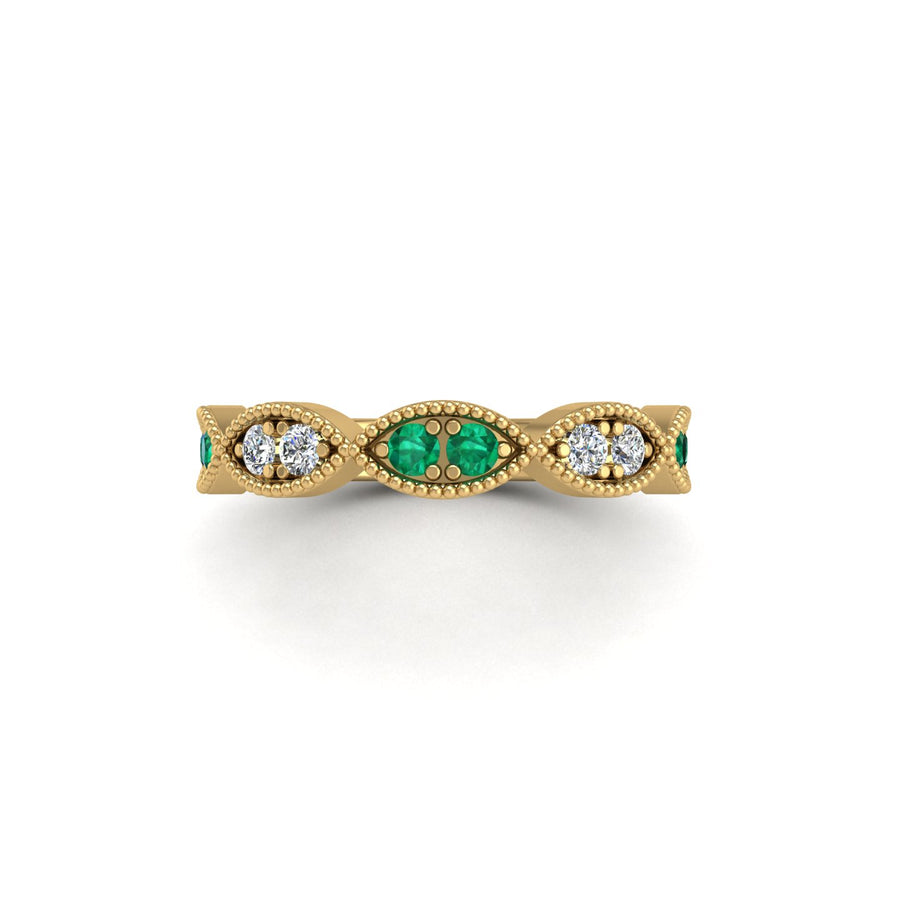 Leaf of Promise Laurel Band - Emerald Round
